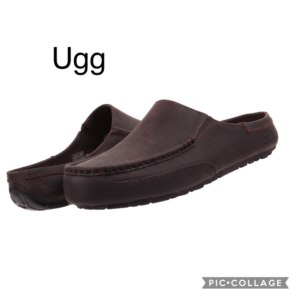 Ugg dark brown leather driving Mules
